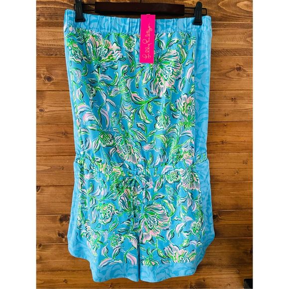 Lilly Pulitzer Rikki Strapless Romper Cumulus Blue Chick Magnet - Picture 2 of 3